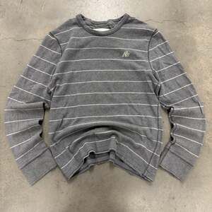 Vintage Y2K Aeropostale A87 Gray Striped Long Sleeve Crewneck XXL